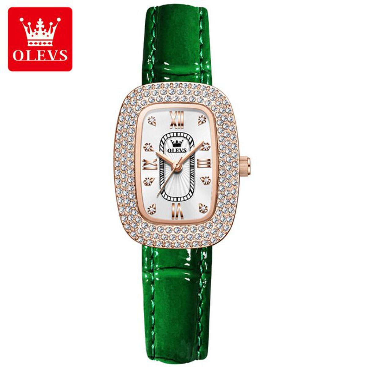 Picture of Olevs 9940L Green PU Leather Analoge Wrist Watch For Women