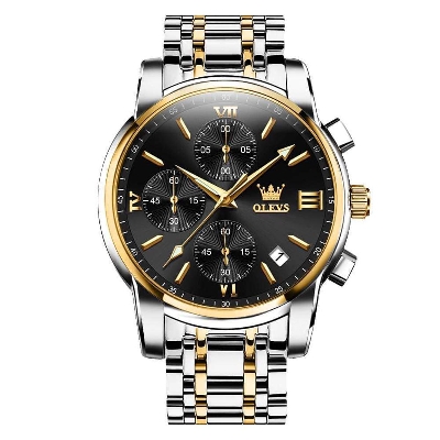 Picture of Olevs 2872S Silver Golden Two Tone Stainless Steel Chronograph Wrist Watch For Men