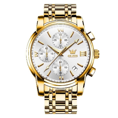 Picture of Olevs 2872S Golden Stainless Steel Chronograph Wrist Watch For Men