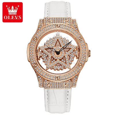 Picture of Olevs 9938L White PU Leather Analoge Wrist Watch For Women