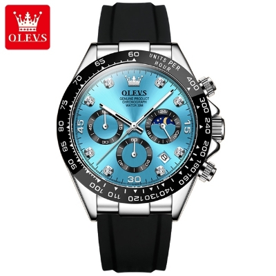 Picture of Olevs 2875 Black TPU Rubber Chronograph Wrist Watch For Men