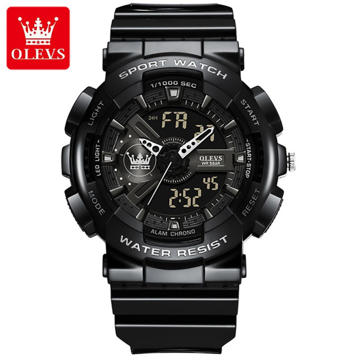 Picture of Olevs 1102 Black TPU Rubber Dual Time Wrist Watch For Unisex