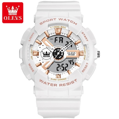 Picture of Olevs 1102 White TPU Rubber Dual Time Wrist Watch For Unisex
