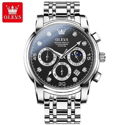 Picture of Olevs 2889S Silver Stainless Steel Chronograph Wrist Watch For Men