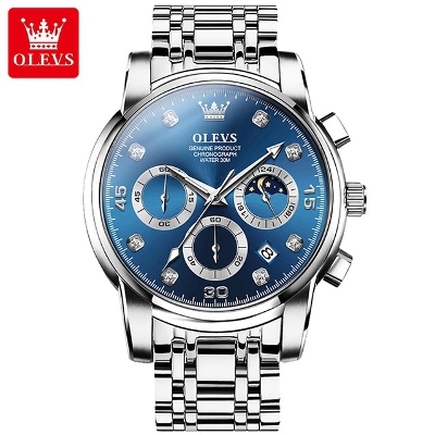 Picture of Olevs 2889S Silver Stainless Steel Chronograph Wrist Watch For Men