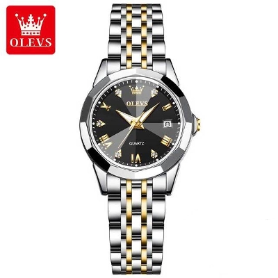 Picture of Olevs 9931 Silver Golden Two Tone Stainless Steel Analog Wrist Watch For Women