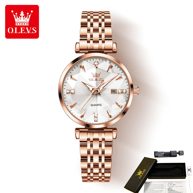 Picture of Olevs 5536  RoseGold Stainless Steel Analouge Wrist Watch For Women