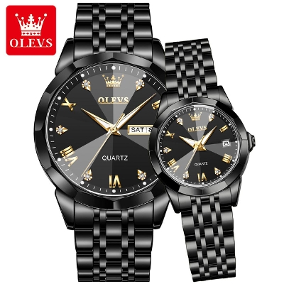 Picture of OLEVS 9931 Black Stainless Steel Analog Wrist Watch For Couple