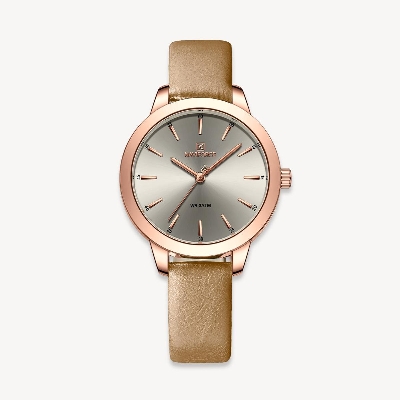 Picture of NAVIFORCE NF5024 Brown PU Leather Analog Watch For Women - Gray & Brown