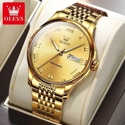 Picture of OLEVS 9979 Golden Stainless Steel Analog Wrist Watch For Men