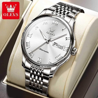 Picture of OLEVS 9979 Silver Stainless Steel Analog Wrist Watch For Men