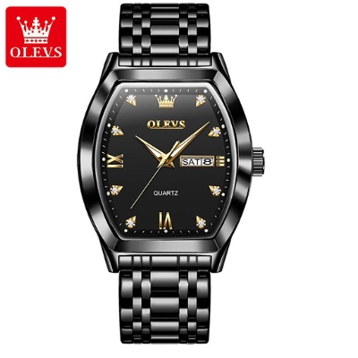 Picture of Olevs 5528 Black Stainless Steel Analog Wrist Watch For Men