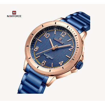 Picture of NAVIFORCE NF5021L Royal Blue Stainless Steel Analog Watch For Women - RoseGold & Royal Blue