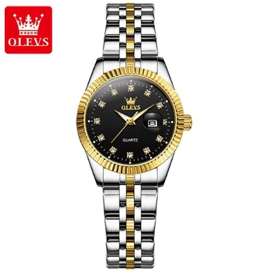 Picture of Olevs 5520 Silver Golden Two Tone Stainless Steel Analog Wrist Watch For Women