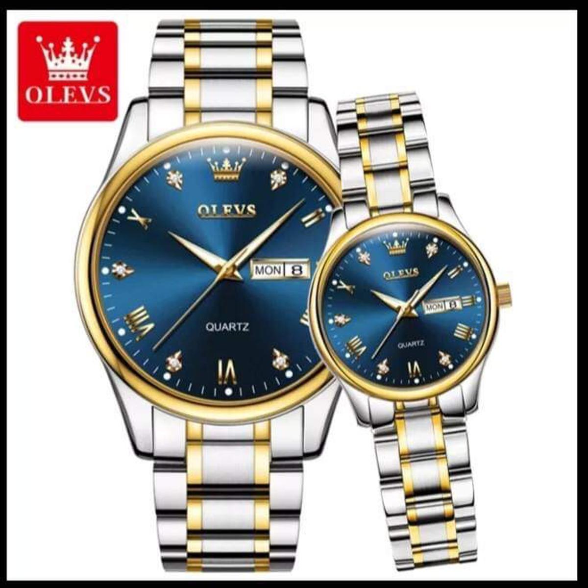 Picture of OLEVS 5563 Silver Golden Two-tone Stainless Steel Analog Wrist Watch For Couple