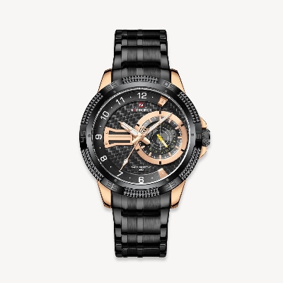 Picture of NAVIFORCE NF9206 Black Stainless Steel Chronograph Watch For Men - RoseGold & Black