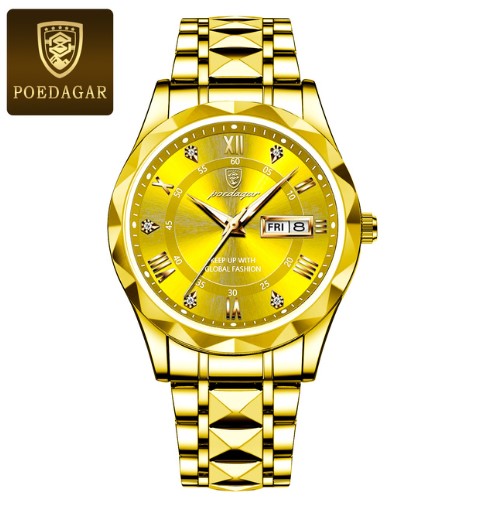 Picture of Poedagar PO615 Golden Stainless Steel Analog Wrist Watch For Men - Golden