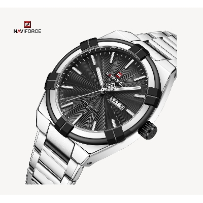 Picture of NAVIFORCE NF9218 Silver Stainless Steel Analog Watch For Men - Black & Silver