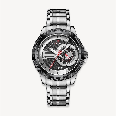 Picture of NAVIFORCE NF9206 Silver Stainless Steel Chronograph Watch For Men - Black & Silver