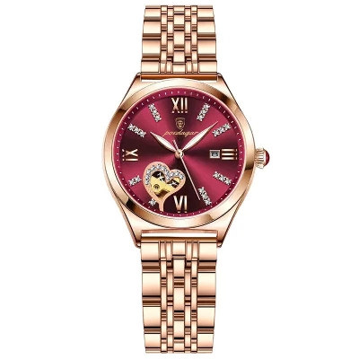 Picture of Poedagar PO320S RoseGold Stainless Steel Analog Wrist Watch For Women - Red & RoseGold