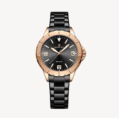 Picture of NAVIFORCE NF5022 Black Stainless Steel Analog Watch For Women - RoseGold & Black