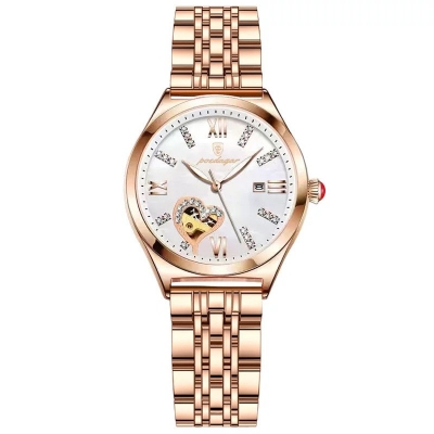 Picture of Poedagar PO320S RoseGold Stainless Steel Analog Wrist Watch For Women - White & RoseGold