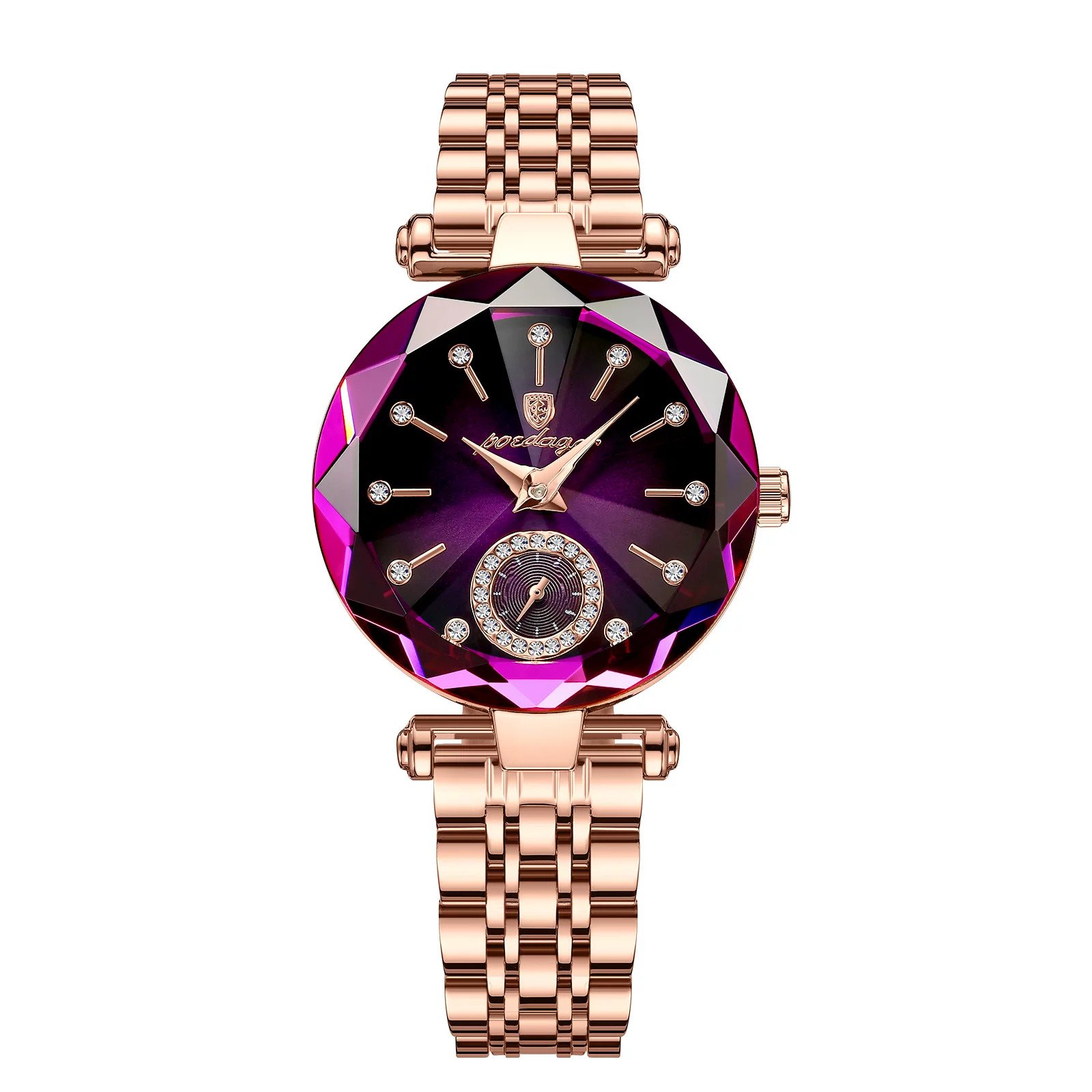 Picture of Poedagar PO719 RoseGold Stainless Steel Analog Wrist Watch For Women - Pink & RoseGold