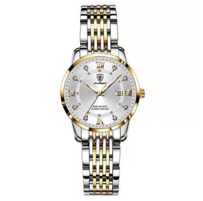 Picture of Poedagar PO836L Silver & Golden Two Tone Stainless Steel Analog Wrist Watch For Women - White & Silver & Golden 