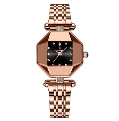 Picture of Poedagar PO368S RoseGold Stainless Steel Analog Wrist Watch For Women - Black & RoseGold 