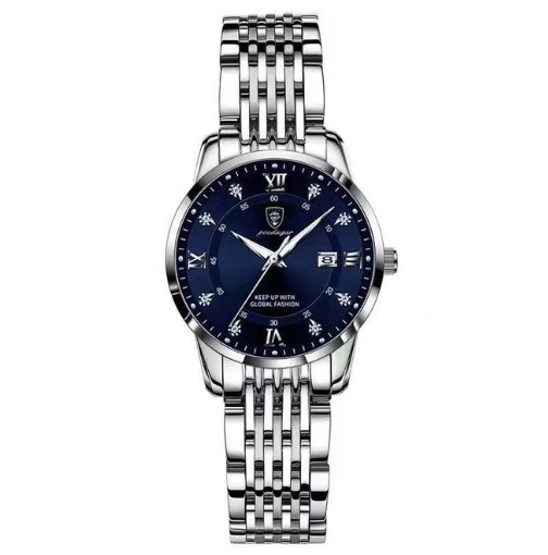 Picture of Poedagar PO836L Silver Stainless Steel Analog Wrist Watch For Women - RoyalBlue & Silver 