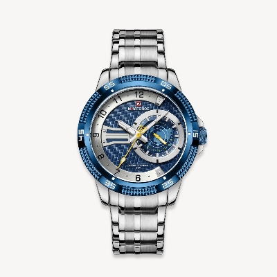 Picture of NAVIFORCE NF9206 Silver Stainless Steel Chronograph Watch For Men - Royal Blue & Silver (268493719) - 268493719