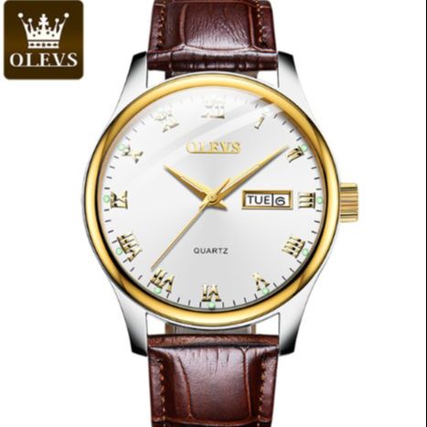 Picture of OLEVS 5568 Brown PU Leather Analog Wrist Watch For Men