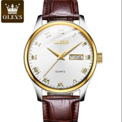 Picture of OLEVS 5568 Brown PU Leather Analog Wrist Watch For Men