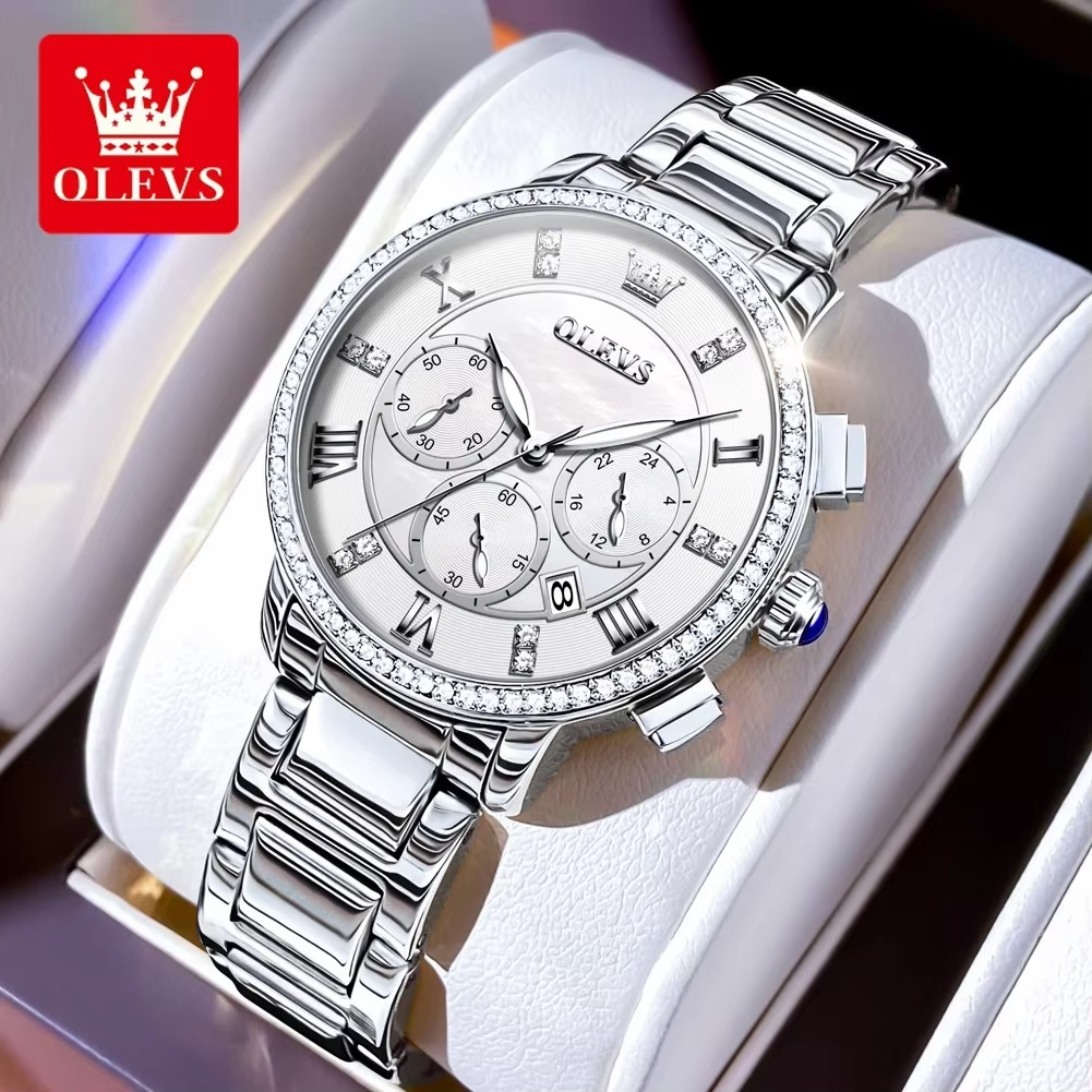 Picture of Olevs 9976 Stainless Steel Chronograph Wrist Watch For Women