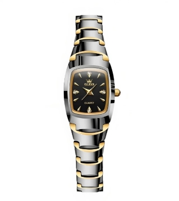 Picture of Olevs 7006L Silver Golden Two Tone Tungsten Steel Analoge Wrist Watch For Women