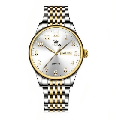 Picture of Olevs 5535S Silver Golden Two Tone Stainless Steel Analog Wrist Watch For Men