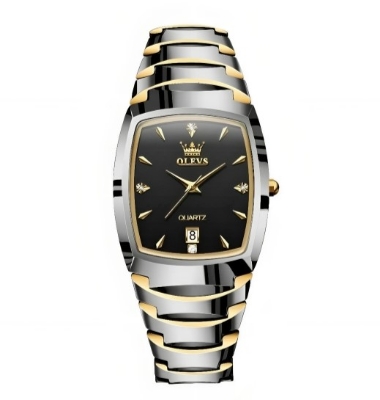 Picture of Olevs 7006G Silver Golden Two Tone Tungsten Steel Analoge Wrist Watch For Men