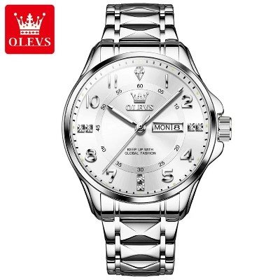 Picture of Olevs 2910G Silver Stainless Steel Analog Wrist Watch For Men