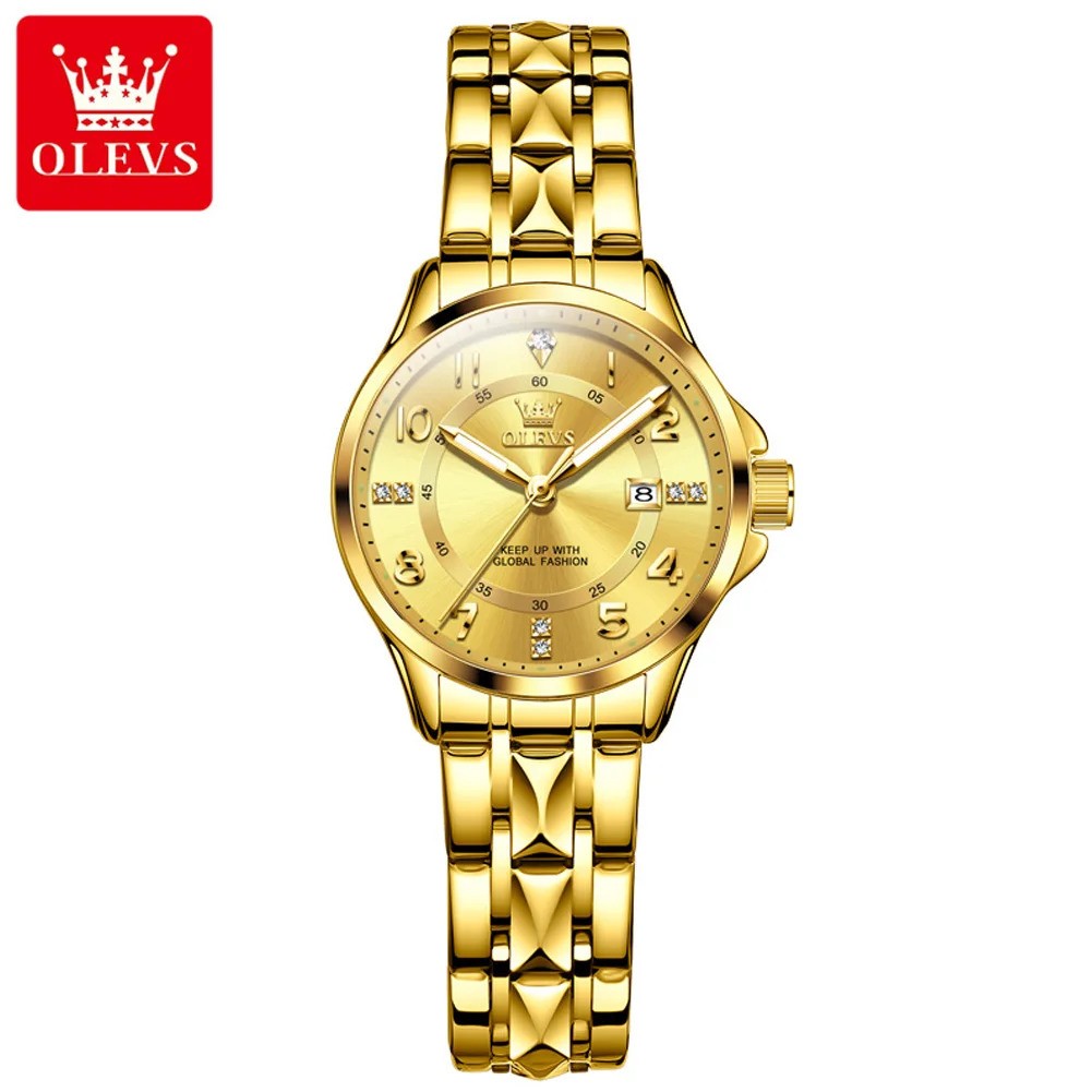 Picture of Olevs 2910L Golden Stainless Steel Analog Wrist Watch For Women