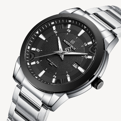 Picture of NAVIFORCE NF8029 Silver Stainless Steel Analog Watch For Men - Black & Silver