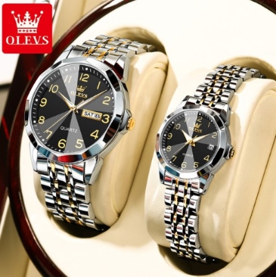 Picture of OLEVS 9970C Silver And Golden Two-tone Stainless Steel Analog Wrist Watch For Couple