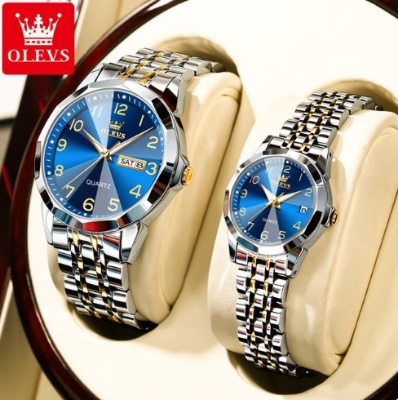Picture of OLEVS 9970C Silver And Golden Two-tone Stainless Steel Analog Wrist Watch For Couple