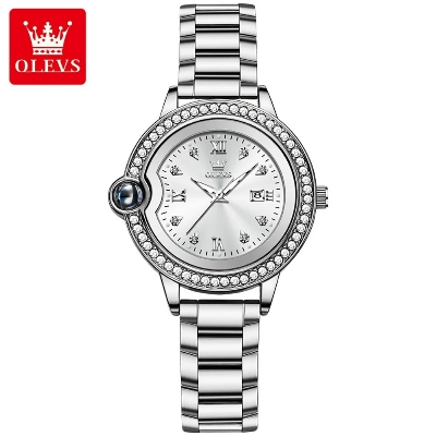 Picture of Olevs 5588 Silver Stainless Steel Analog Wrist Watch For Women