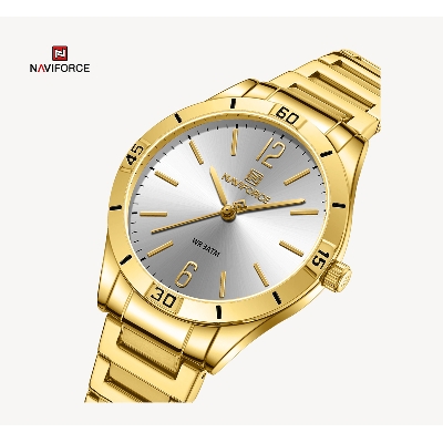 Picture of NAVIFORCE NF5029 Golden Stainless Steel Analog Watch For Women - White & Golden