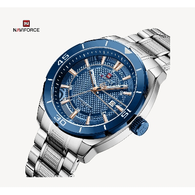 Picture of NAVIFORCE NF9210 Silver Stainless Steel Analog Watch For Men - Royal Blue & Silver