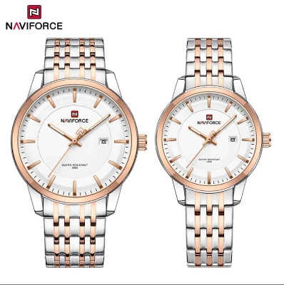 Picture of NAVIFORCE NF9228C Stainless Steel Waterproof Couple Watch – White Silver & RoseGold