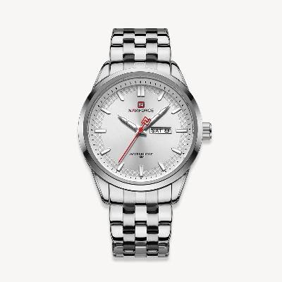 Picture of NAVIFORCE NF9203 Silver Stainless Steel Analog Watch For Men - White & Silver