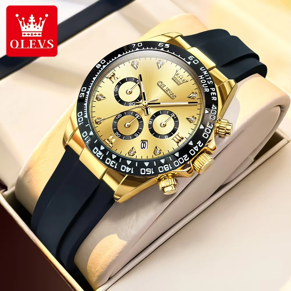 Picture of Olevs 5618 Silicone Strap Chronograph Wrist Watch For Women