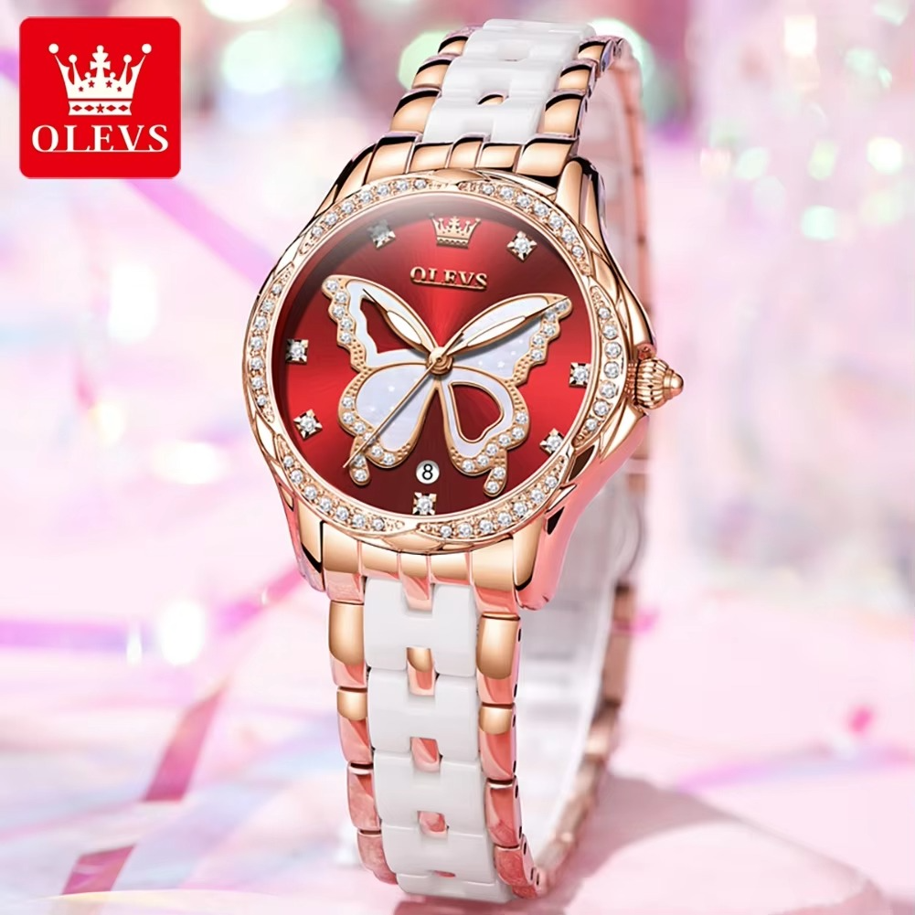 Picture of Olevs 5610 Ceramics Watchstrap Analoge Wrist Watch For Women