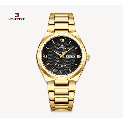 Picture of NAVIFORCE NF8030 Golden Stainless Steel Analog Watch For Men - Black & Golden